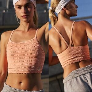 Free People Movement Femme Ruched Tank Top in Peach Punch Size Medium Large NWOT